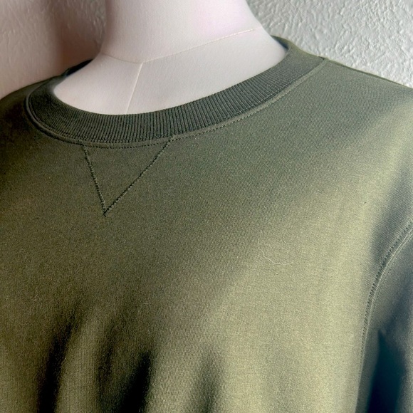 Michael Kors Olive | Army Green Twist Front Hem Pullover Lightweight‎ Sweatshirt - Picture 6 of 13